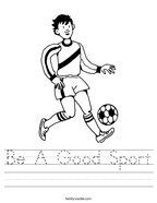 soccer terms worksheet Be A Good Sport Handwriting Sheet
