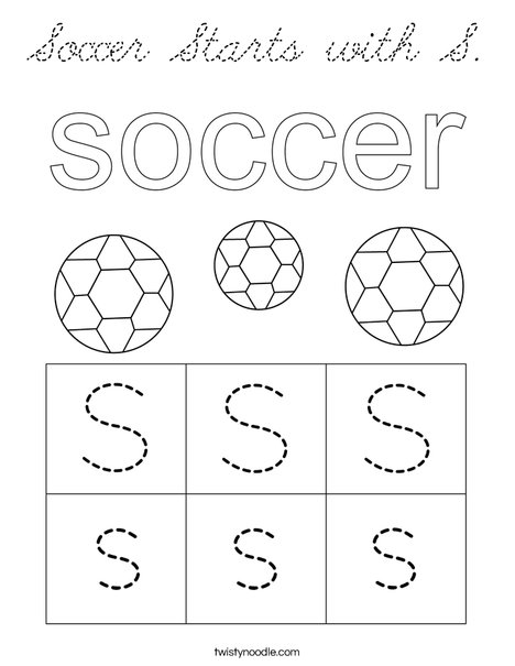 Soccer Starts with S. Coloring Page