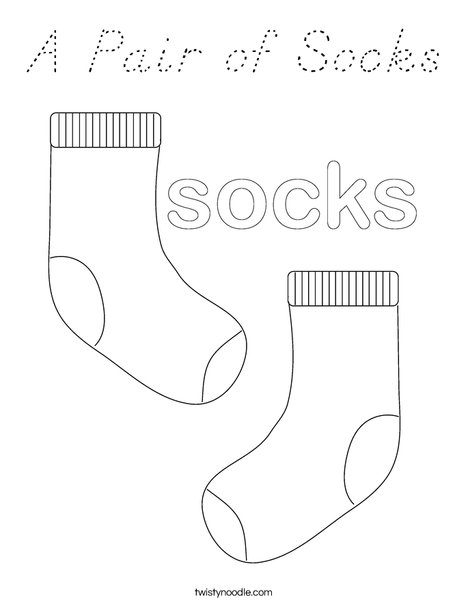 A Pair of Socks Coloring Page - D'Nealian - Twisty Noodle