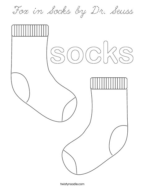 Fox in Socks by Dr Seuss Coloring Page - Cursive - Twisty Noodle
