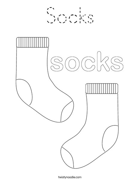Socks Coloring Page - Tracing - Twisty Noodle