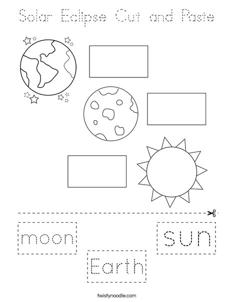 Solar Eclipse Cut and Paste Coloring Page