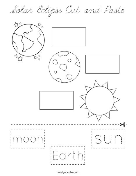 Solar Eclipse Cut and Paste Coloring Page