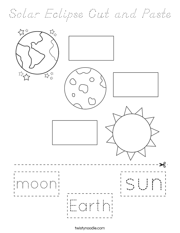 Solar Eclipse Cut and Paste Coloring Page