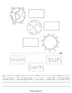 Solar Eclipse Cut and Paste Handwriting Sheet