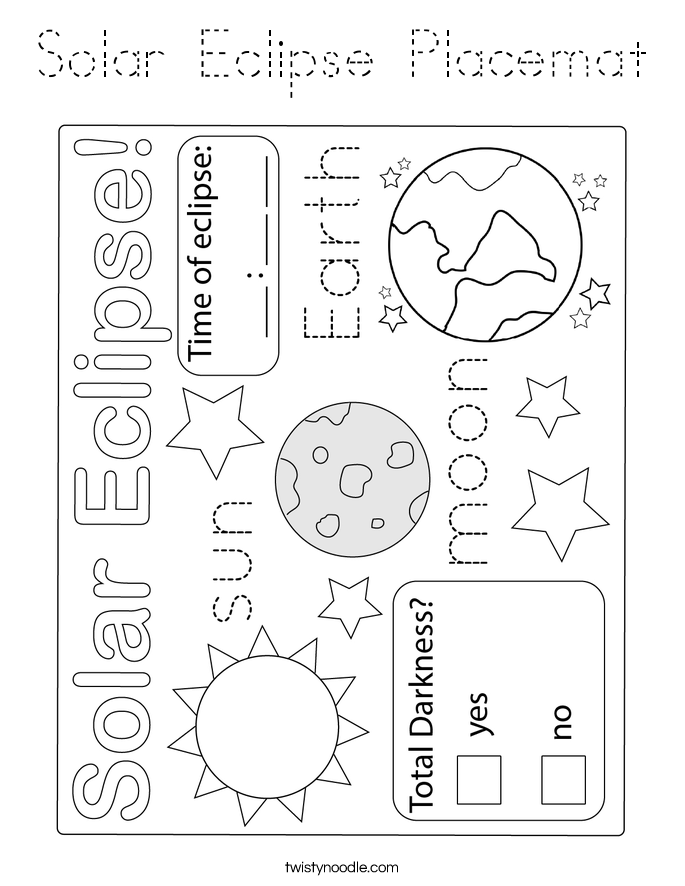 Solar Eclipse Placemat Coloring Page