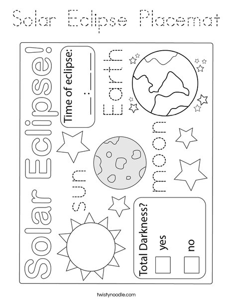 Solar Eclipse Placemat Coloring Page