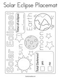Solar Eclipse Placemat Coloring Page