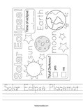 Solar Eclipse Placemat Worksheet