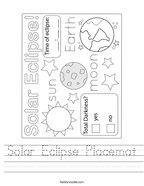 Solar Eclipse Placemat Handwriting Sheet