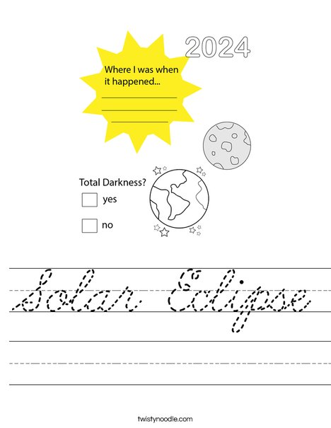 Solar Eclipse Worksheet