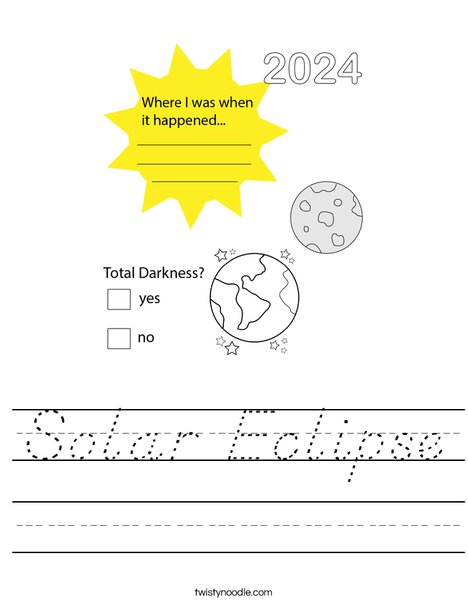 Solar Eclipse Worksheet