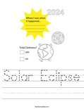 Solar Eclipse Worksheet