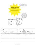 Solar Eclipse Handwriting Sheet