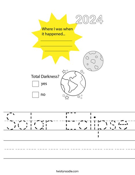 Solar Eclipse Worksheet