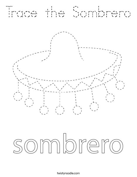 Sombrero Tracing Coloring Page