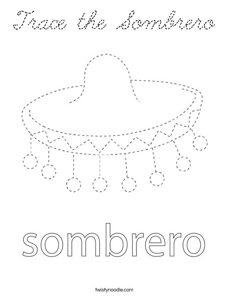 Sombrero Tracing Coloring Page