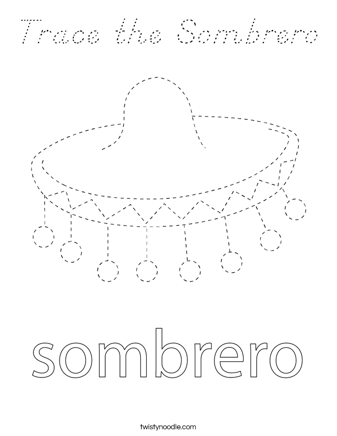 Trace the Sombrero Coloring Page