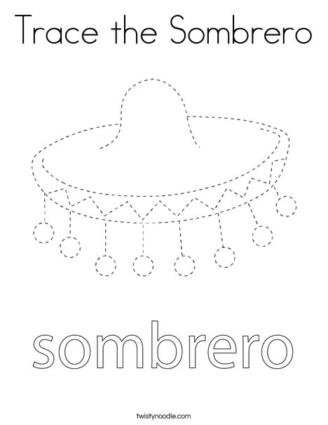Sombrero Tracing Coloring Page