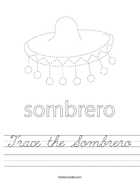 Sombrero Tracing Worksheet
