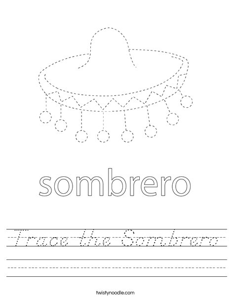 Sombrero Tracing Worksheet