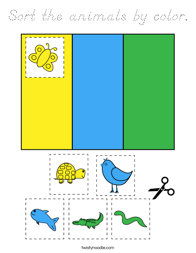 Sort the animals by color. Coloring Page