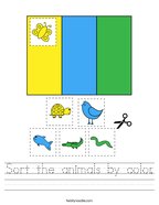 Sort the animals by color Handwriting Sheet