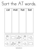 Sort the AT words Coloring Page