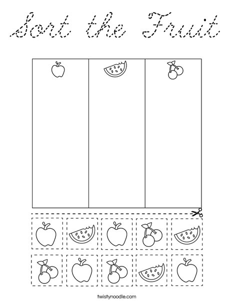 Sort the Fruit Coloring Page