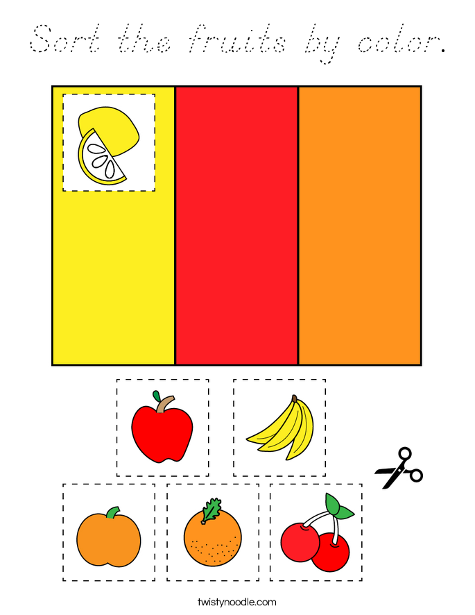 Sort the fruits by color. Coloring Page