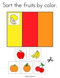 Sort the fruits by color. Coloring Page
