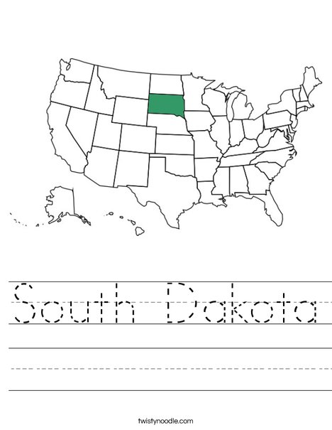 South Dakota Worksheet - Twisty Noodle