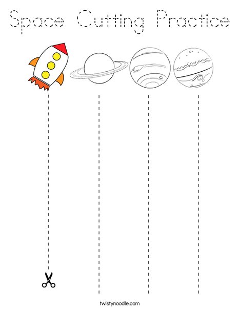Space Cutting Practice Coloring Page