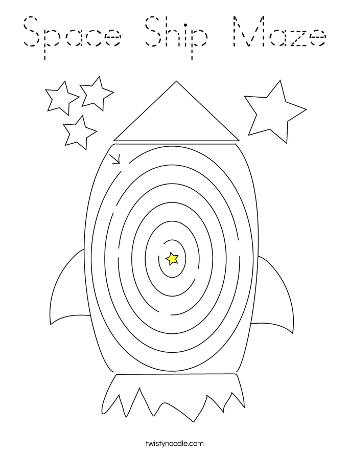 Space Ship Maze Coloring Page