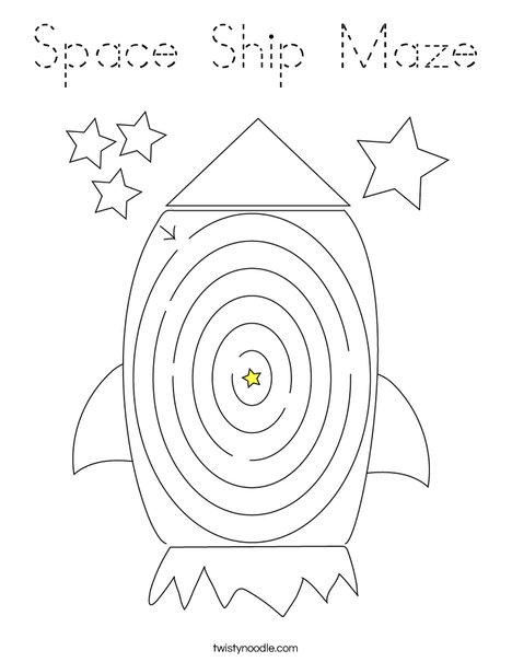 Space Ship Maze Coloring Page
