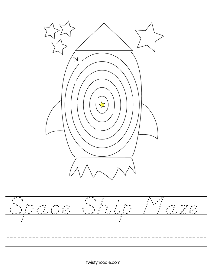 Space Ship Maze Worksheet