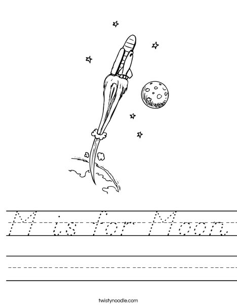 Space Shuttle with Moon Worksheet