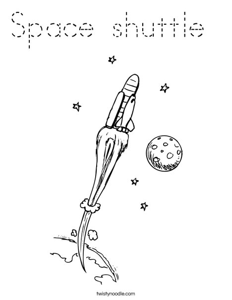 Space Shuttle with Moon Coloring Page