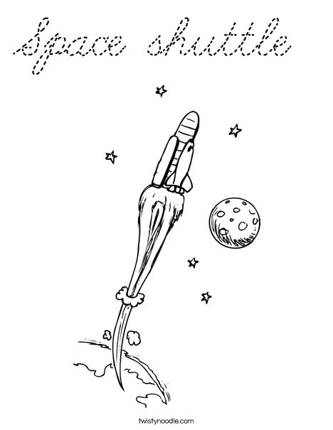 Space Shuttle with Moon Coloring Page