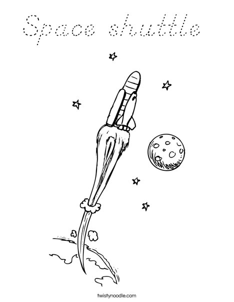Space Shuttle with Moon Coloring Page