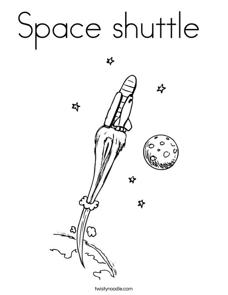 Space Shuttle with Moon Coloring Page