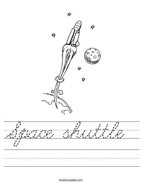 Space Shuttle with Moon Worksheet