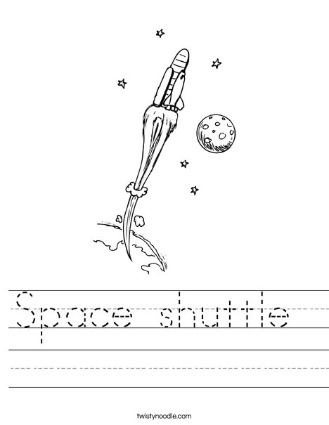 Space Shuttle with Moon Worksheet