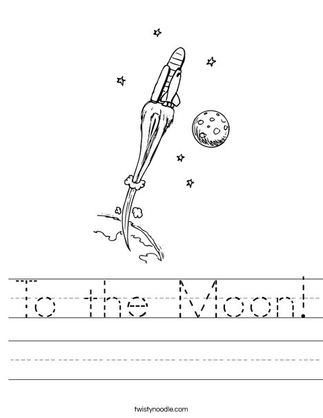 Space Shuttle with Moon Worksheet