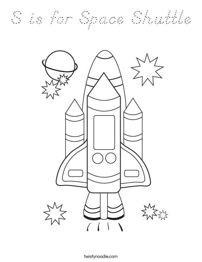 S is for Space Shuttle Coloring Page