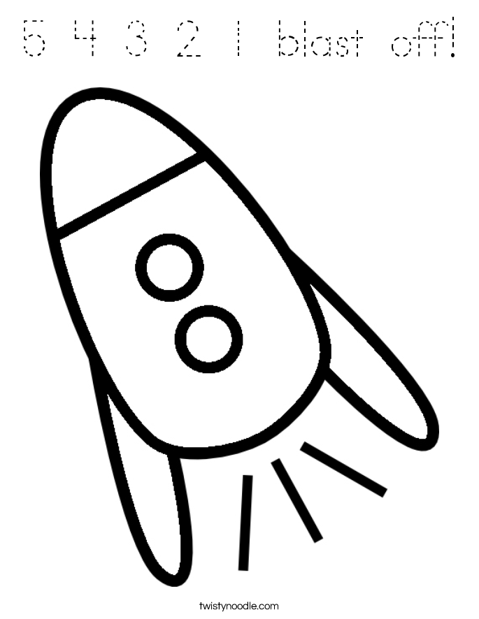5 4 3 2 1 blast off! Coloring Page