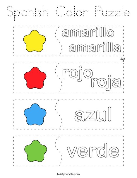 Spanish Color Puzzle Coloring Page