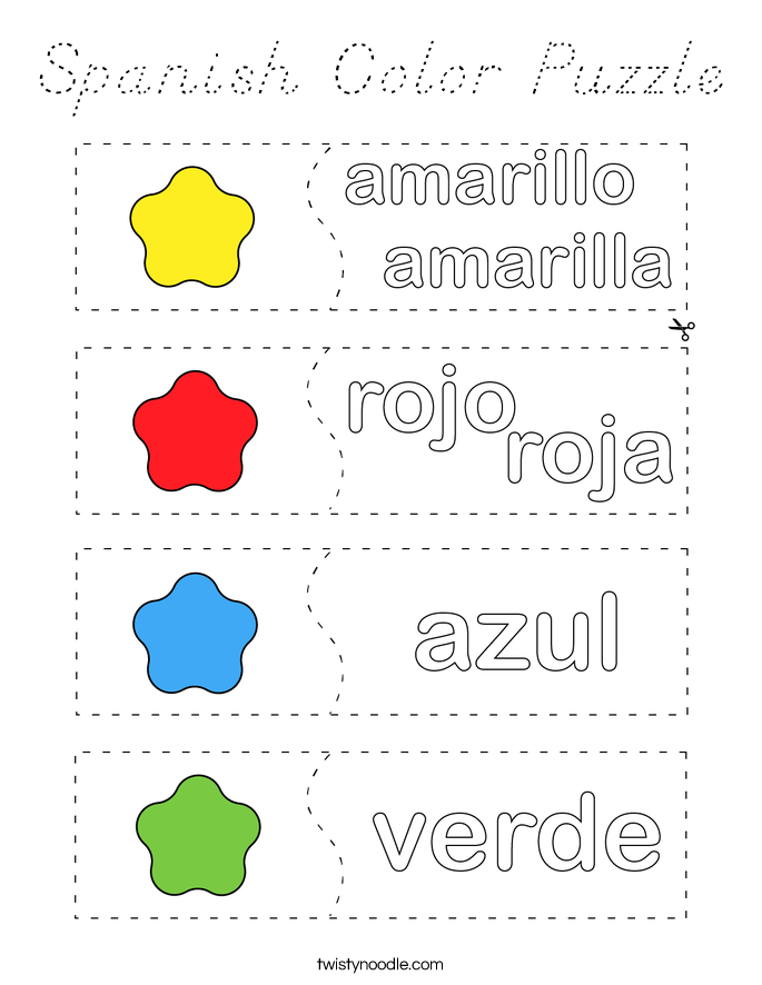 Spanish Color Puzzle Coloring Page