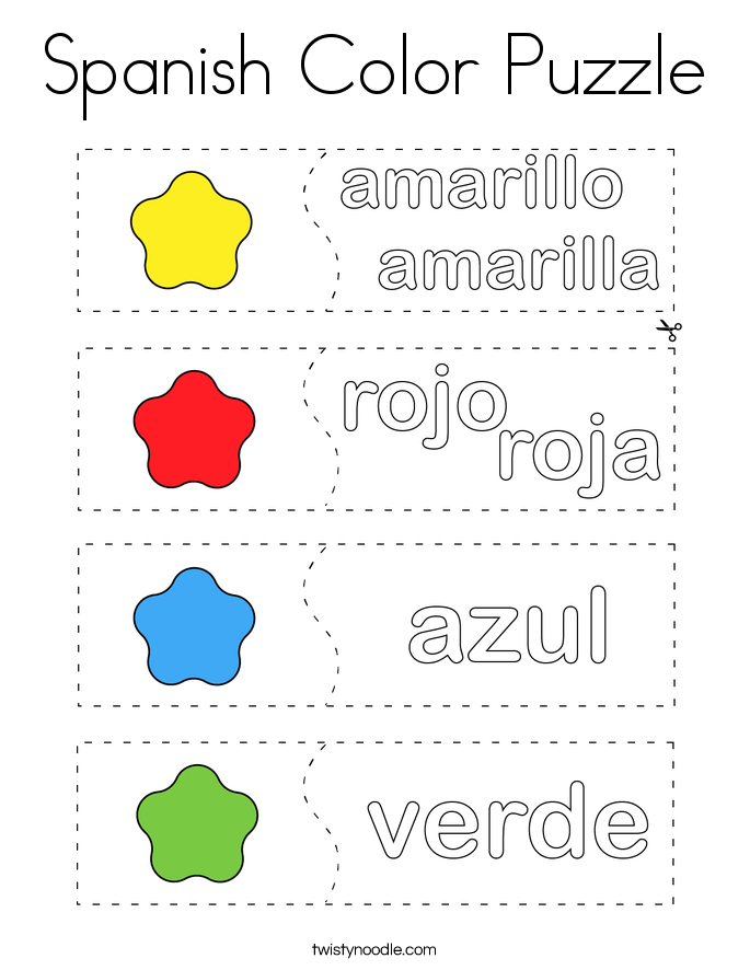 Spanish Color Puzzle Coloring Page