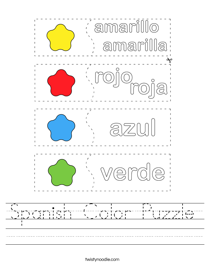 Spanish Color Puzzle Worksheet